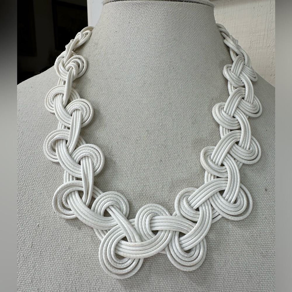 White weaved corded necklace